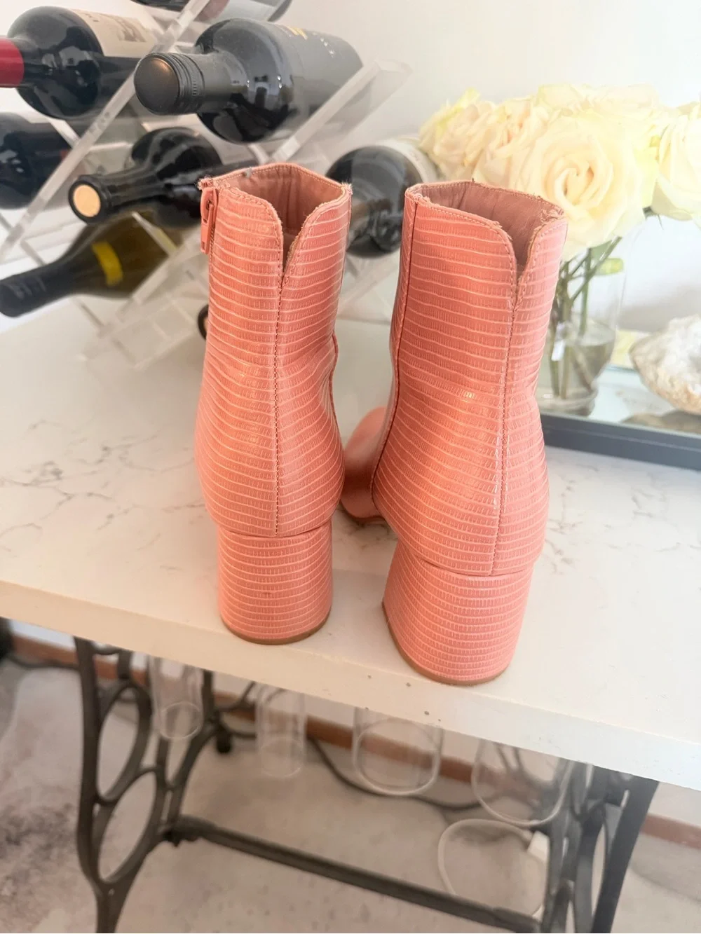 Chinese Laundry Coral Pink Textured Ankle Booties